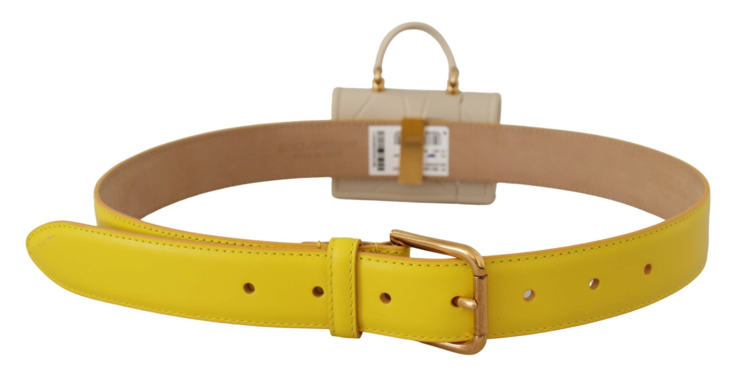 Dolce & Gabbana Yellow Leather Devotion Heart Micro Bag Headphones Belt - DEA STILOSA MILANO