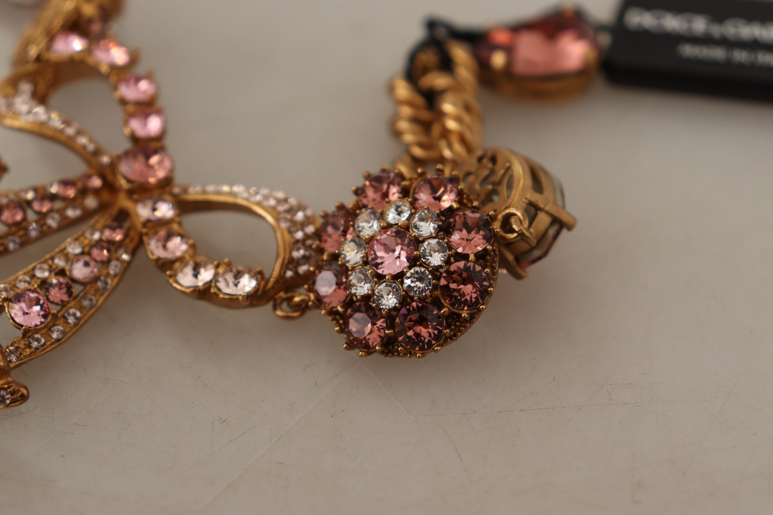 Dolce & Gabbana Gold Brass Chain Baroque Crystal Embellished Bracelet - DEA STILOSA MILANO