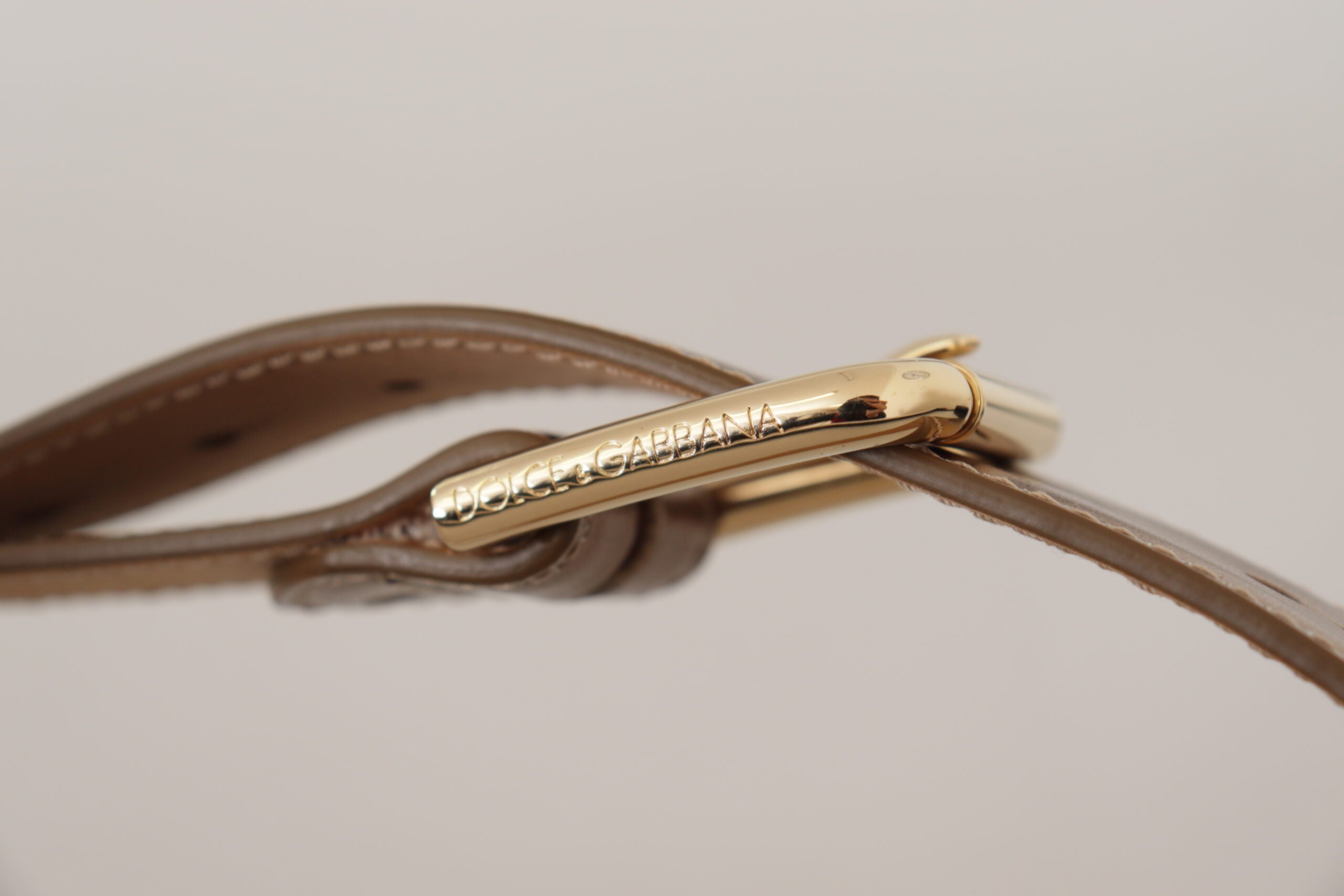Dolce & Gabbana Bronze Calf Leather Gold Logo Waist Buckle Belt - DEA STILOSA MILANO
