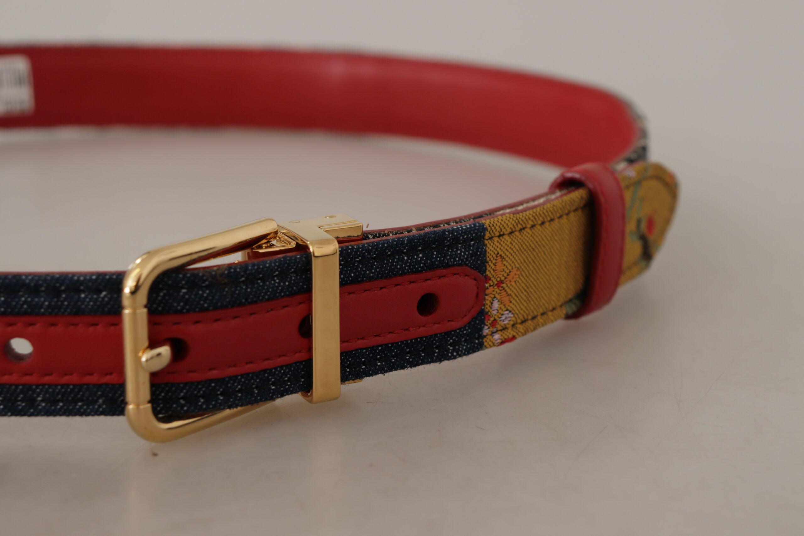 Dolce & Gabbana Multicolor Majolica Patchwork Gold Metal Buckle Belt - DEA STILOSA MILANO