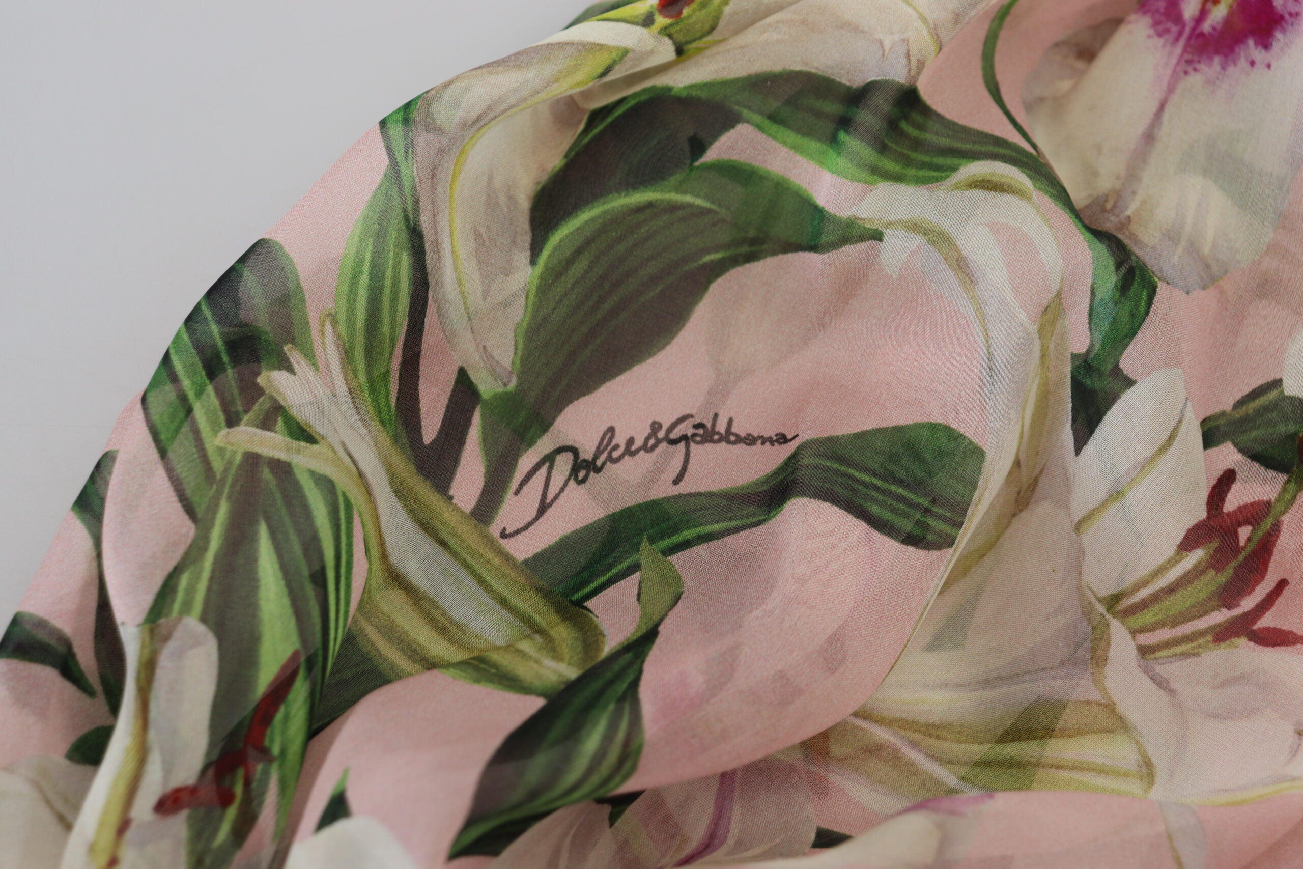 Dolce & Gabbana Pink Lily Print Silk A-line Pleated Maxi Dress - DEA STILOSA MILANO