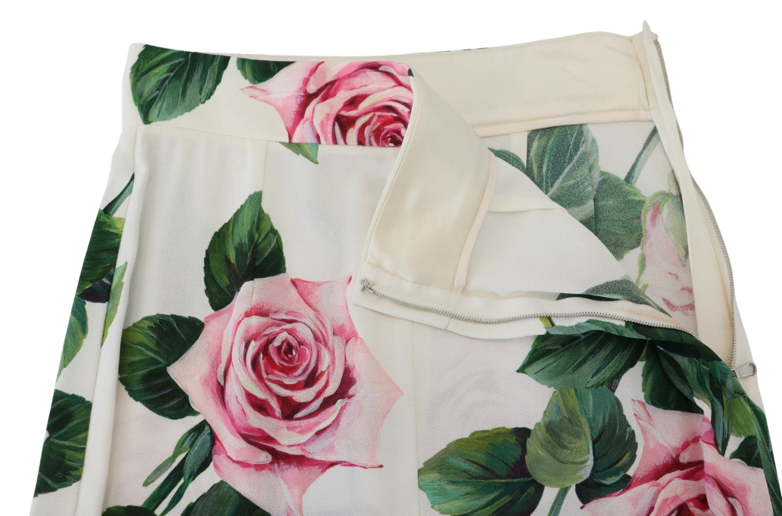 Dolce & Gabbana White Rose Print High Waist Pants - DEA STILOSA MILANO