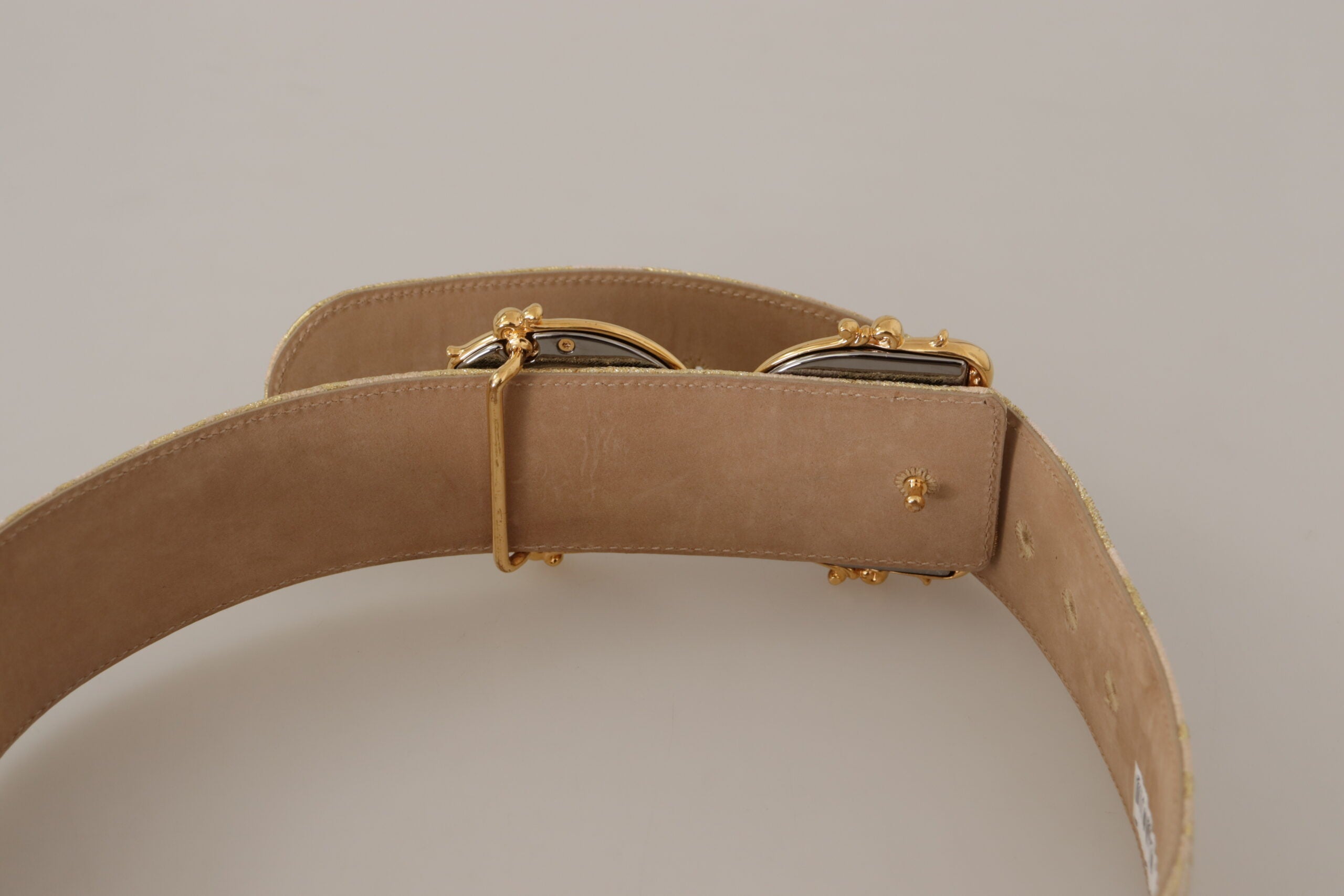 Dolce & Gabbana Pink Wide Waist Jacquard DG Logo Gold Logo Buckle Belt - DEA STILOSA MILANO