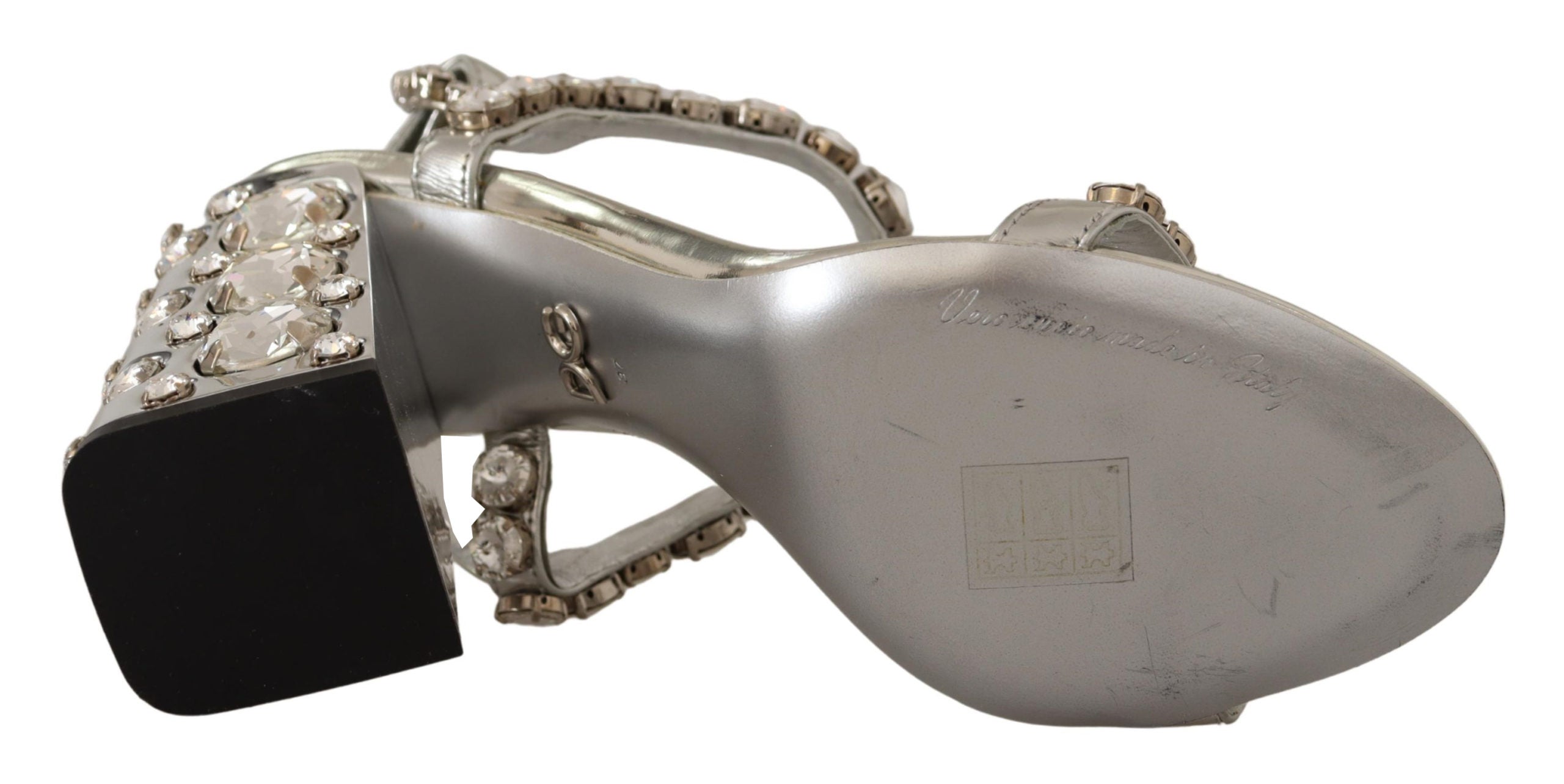 Dolce & Gabbana Silver Crystals Strap Buckle High Heel Sandals - DEA STILOSA MILANO