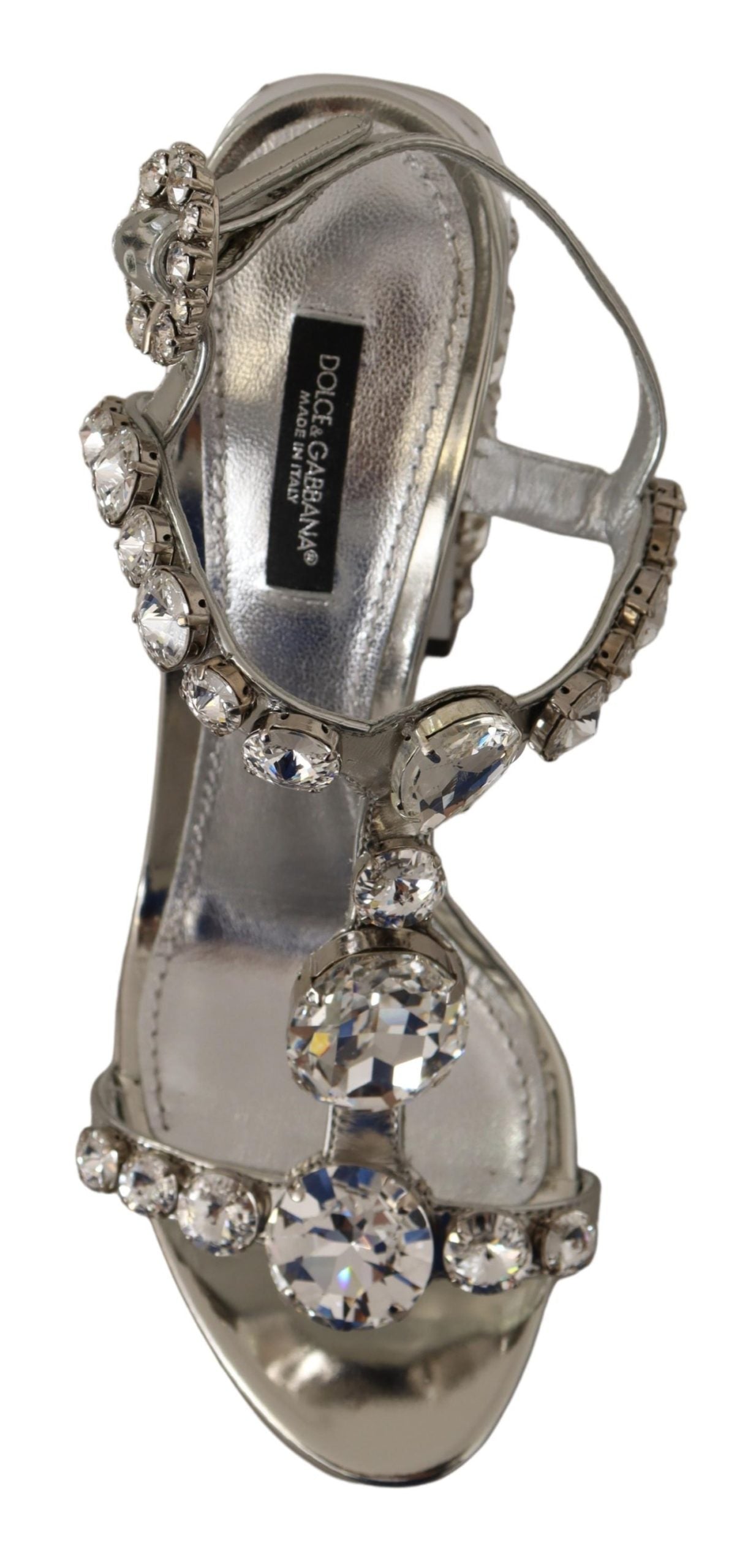 Dolce & Gabbana Silver Crystals Strap Buckle High Heel Sandals - DEA STILOSA MILANO