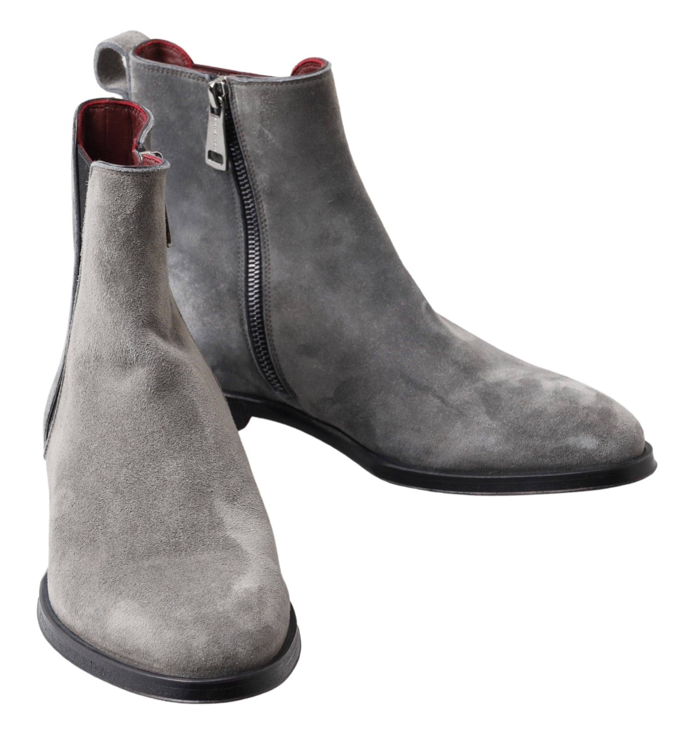 Dolce & Gabbana Gray Leather Men Ankle Boots Shoes - DEA STILOSA MILANO