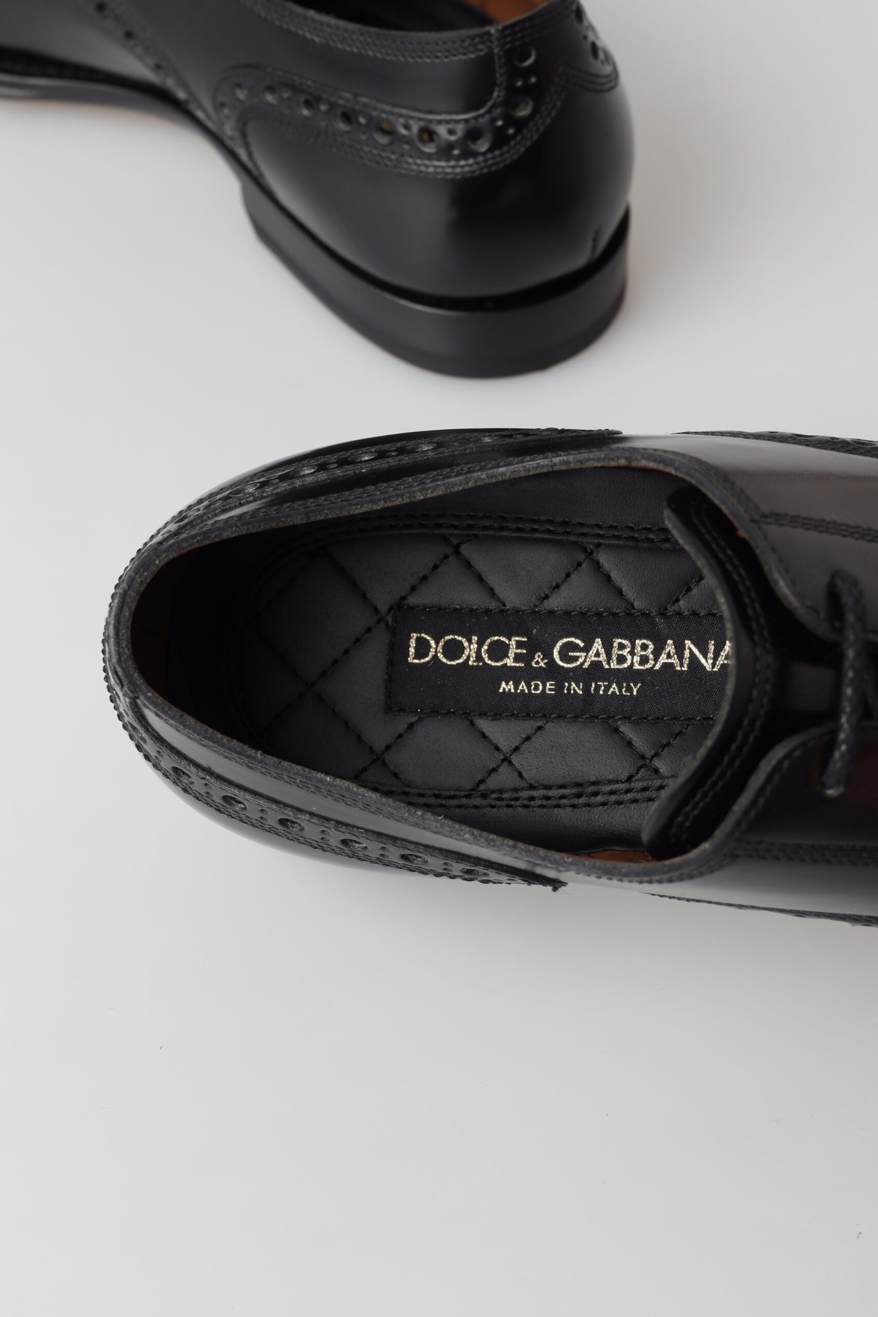 Dolce & Gabbana Black Leather Oxford Wingtip Formal Derby Shoes - DEA STILOSA MILANO