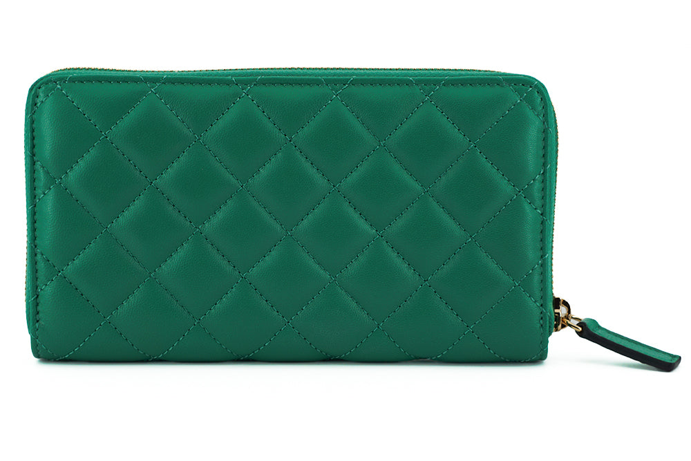 Versace Green Leather Long Zip Around Wallet - DEA STILOSA MILANO