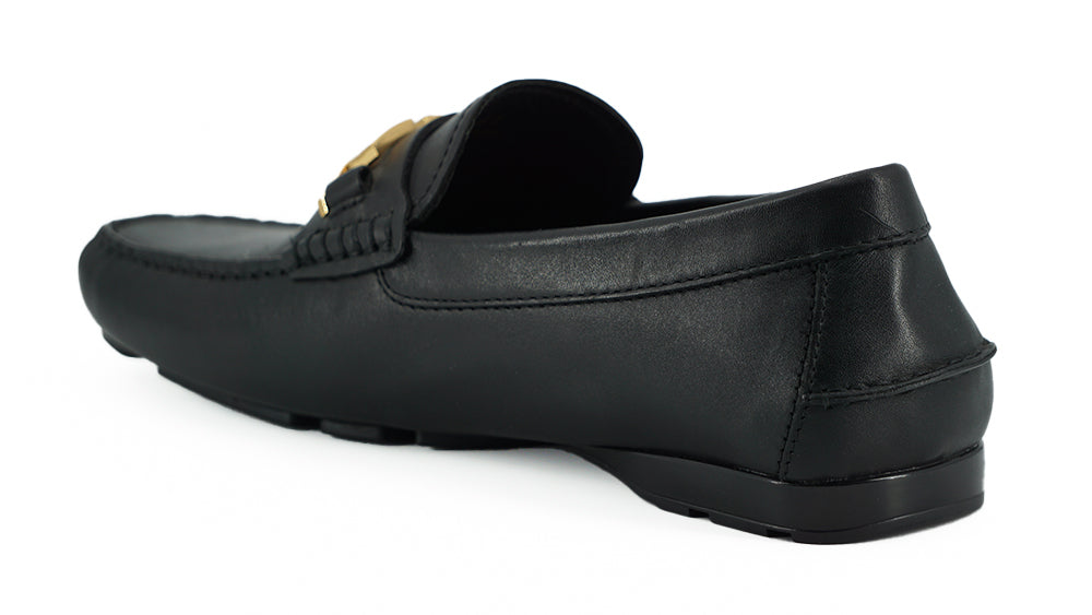 Versace Black Calf Leather Loafers Shoes - DEA STILOSA MILANO