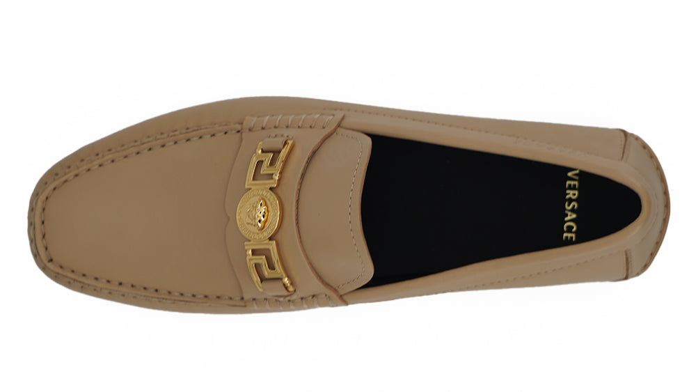 Versace Beige Calf Leather Loafers Shoes - DEA STILOSA MILANO
