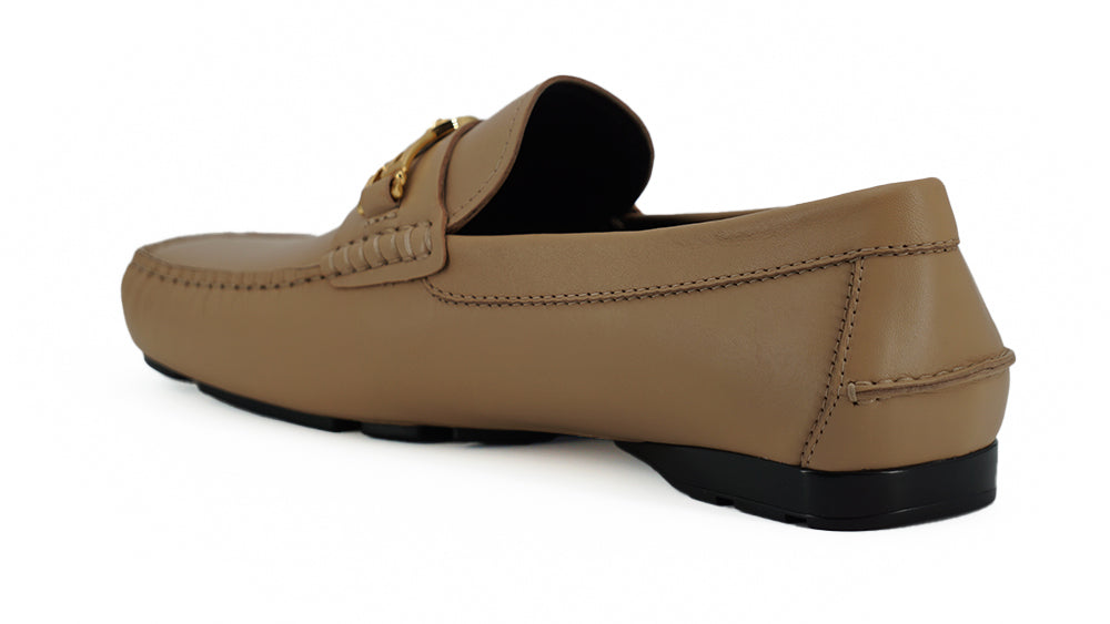 Versace Beige Calf Leather Loafers Shoes - DEA STILOSA MILANO