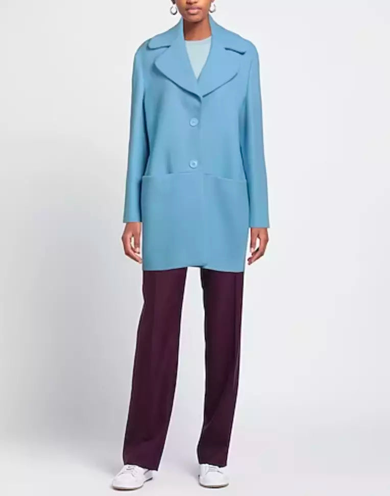 Love Moschino Light Blue Wool Jackets & Coat - DEA STILOSA MILANO