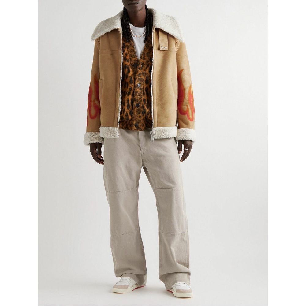 Palm Angels Beige Leather Jackets & Coat - DEA STILOSA MILANO