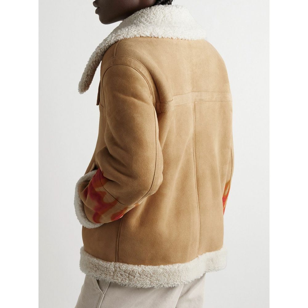 Palm Angels Beige Leather Jackets & Coat - DEA STILOSA MILANO