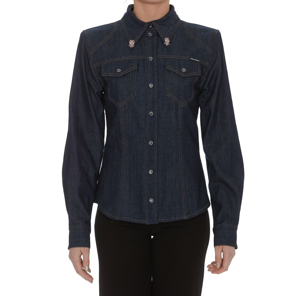 Dolce & Gabbana Blue Cotton Shirt - DEA STILOSA MILANO