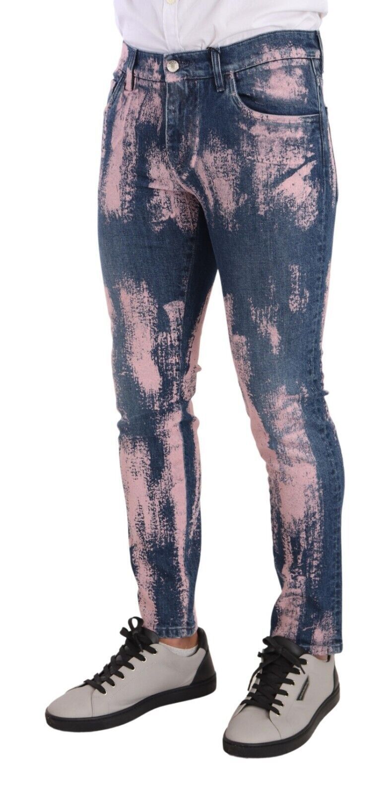 Dolce & Gabbana Blue Pink Tie Dye Cotton Skinny Denim Jeans - DEA STILOSA MILANO