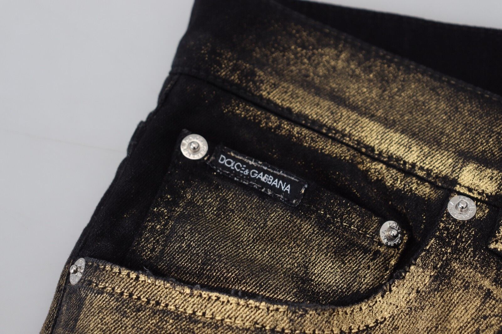 Dolce & Gabbana Black Gold Dusting Cotton Casual Denim Jeans - DEA STILOSA MILANO