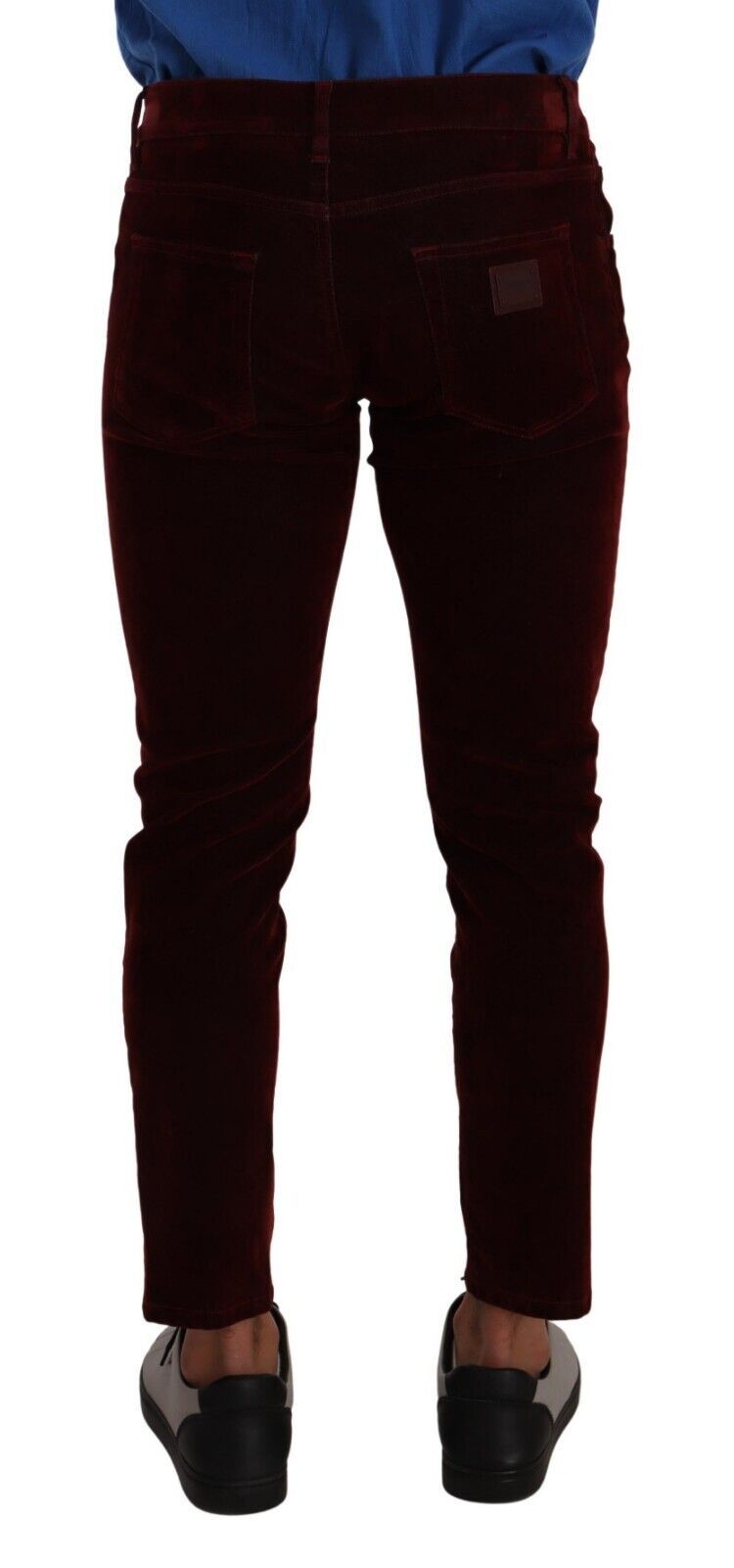 Dolce & Gabbana Dark Red Cotton Velvet Skinny Men Denim Jeans - DEA STILOSA MILANO