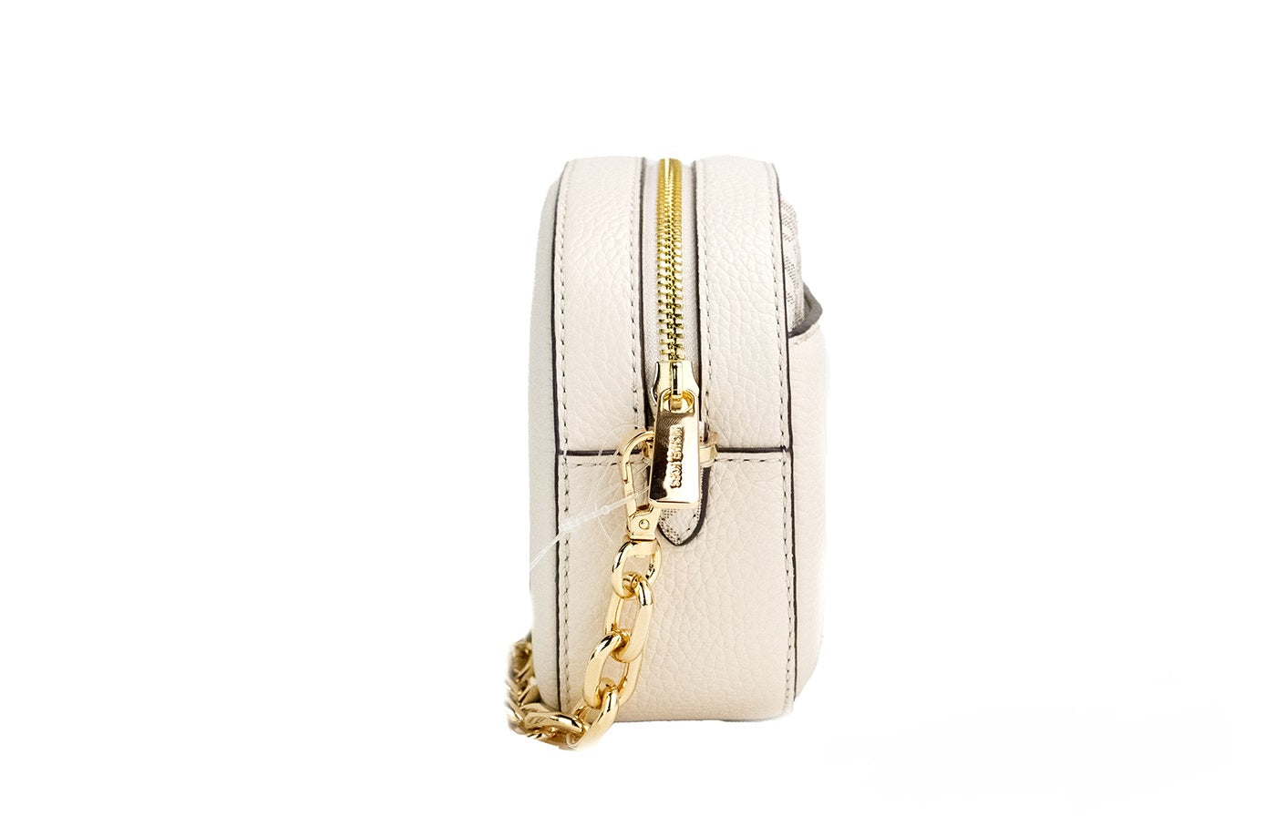 Michael Kors Jet Set Glam Light Cream Leather Oval Crossbody Bag Purse - DEA STILOSA MILANO